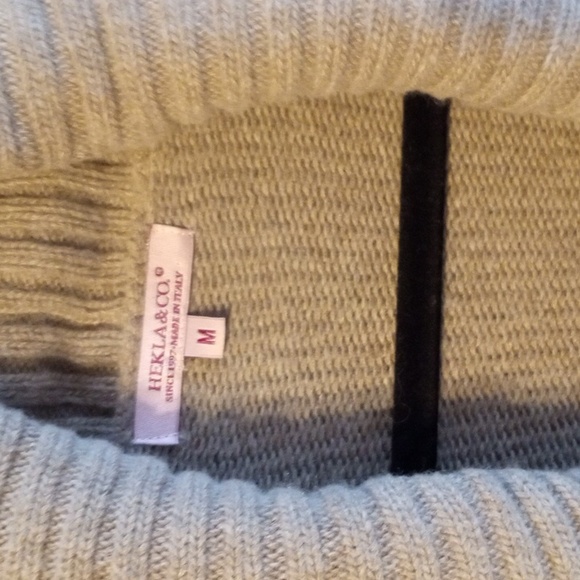 Hekka & CO in Italy Tan Wool Cashmere Blend 2 Button Ribbed Collar Cardigan M - Picture 2 of 4